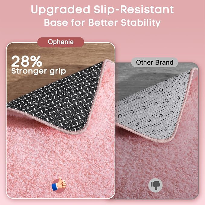 Ophanie Pink Area Rugs for Bedroom Girls, 5x8 Kids Fluffy Fuzzy Furry Shag Carpet, Plush Soft Cute Baby Shaggy Bedside Indoor Floor Rug for Teen Dorm Decor, Nursery with Over 99 pcs Pile fibers