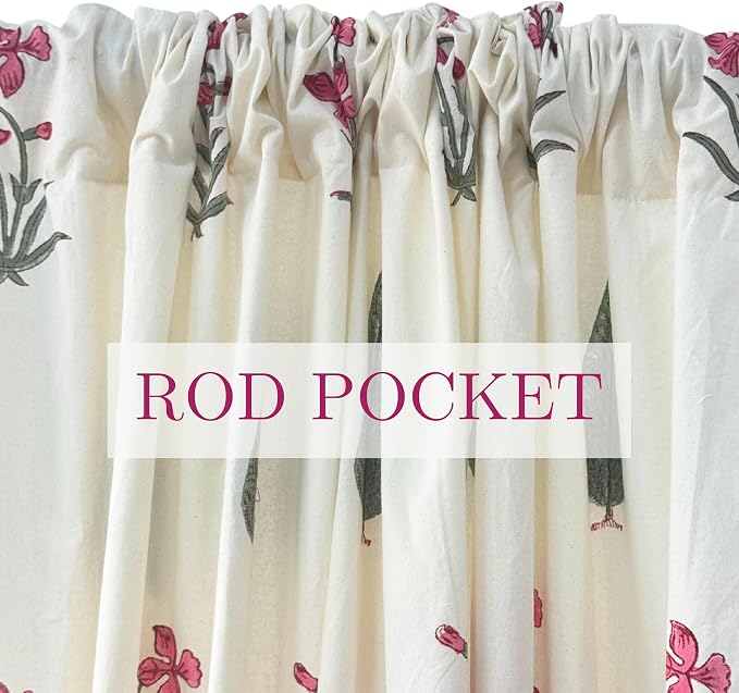 ATOSII 100% Cotton Single Panel Block Print Curtain, Easy Hanging with Rod Pocket & Loop, Living Room, Dining Room, Bedroom Light Filtering Boho Curtains, Set of 1, 60" W X 84" L, Cypress