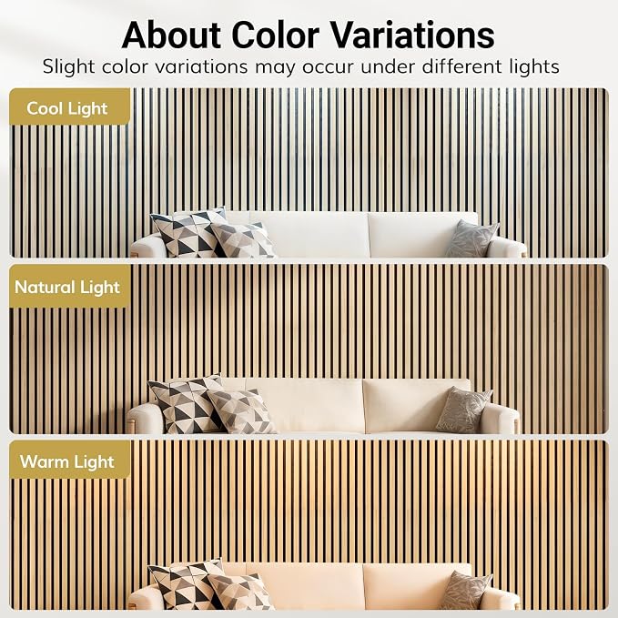 TONOR Wood Slatwall Panels, 4 Pack 47.2" x 23.6"/ 120 x60cm(31ft²) Acoustic Wall Panels, Wood Slat Acoustic Panels for Noise Cancelling and Wall Décor Living Room, Bedroom, Home Decor, Office, Teak
