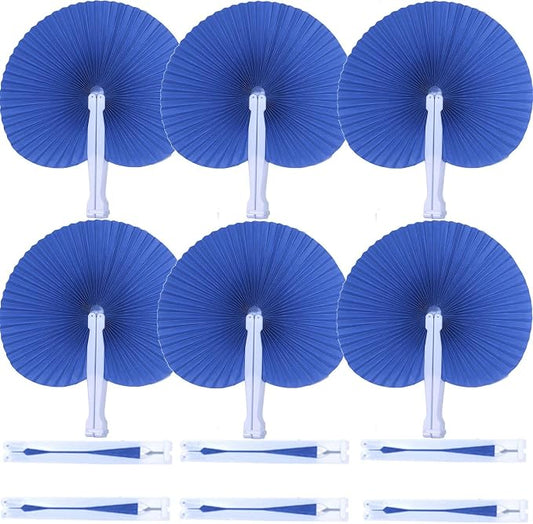Bestage 20 Pieces Navy Round Paper Fans | Foldable Handheld Fans for Women,Folding Hand Fans for Wedding,Bridal Guest,Church,Party Favors,Dancing,Birthday,DIY