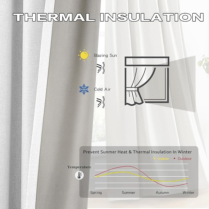 White Full Blackout Curtains 90 Inch Long 2 Panels,Pinch Pleated Folding Accordion Energy Saving Curtains with Hooks for Ceiling Track,Weather Thermal Boho Window Drapes for Bedroom