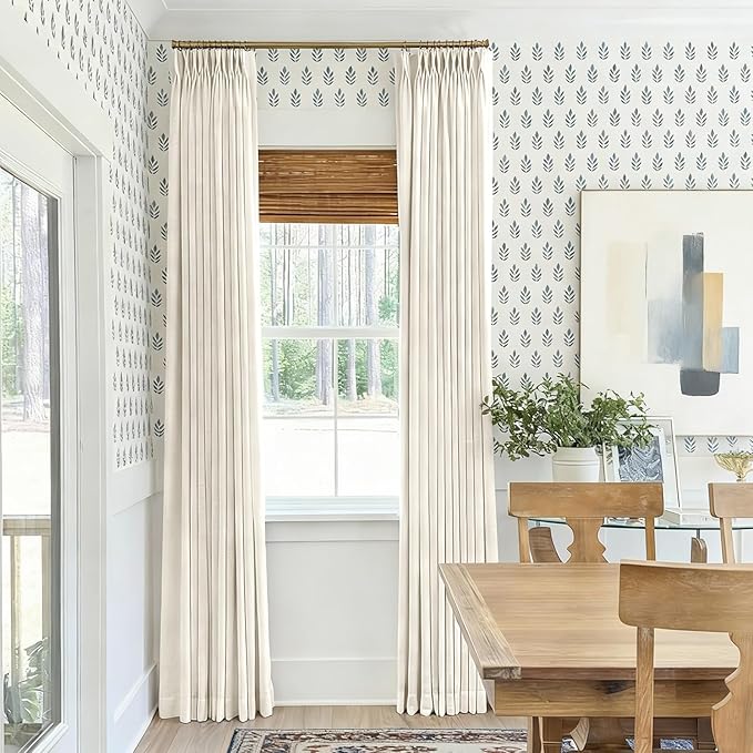 CAPALOCA Pinch Pleated Curtains Blackout, Linen Blackout Curtains 108 inches Long 2 Panels Set for Bedroom, Thermal Insulated Pinch Pleated Drapes for Living Room, 40" W x 108" L (Pack of 2), Natural