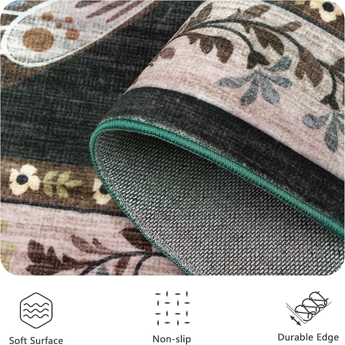 Area Rug 5x7, Insect Ultra Soft Washable Rug Non Slip with Rubber Back, Stain Resistant Rugs for Living Room, Bedroom, Dining Room(Black Butterfly)