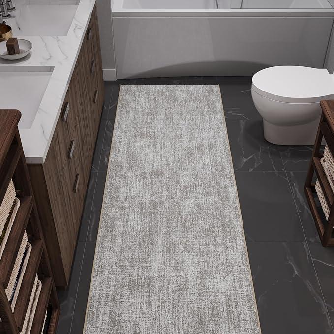 Ottomanson Aisle Runner Rug 2'7" x 48' – Soft Non-Slip Rug, Low Pile Carpet for Hallways, Events, Churches & Extra-Long Indoor Spaces, Solid Beige