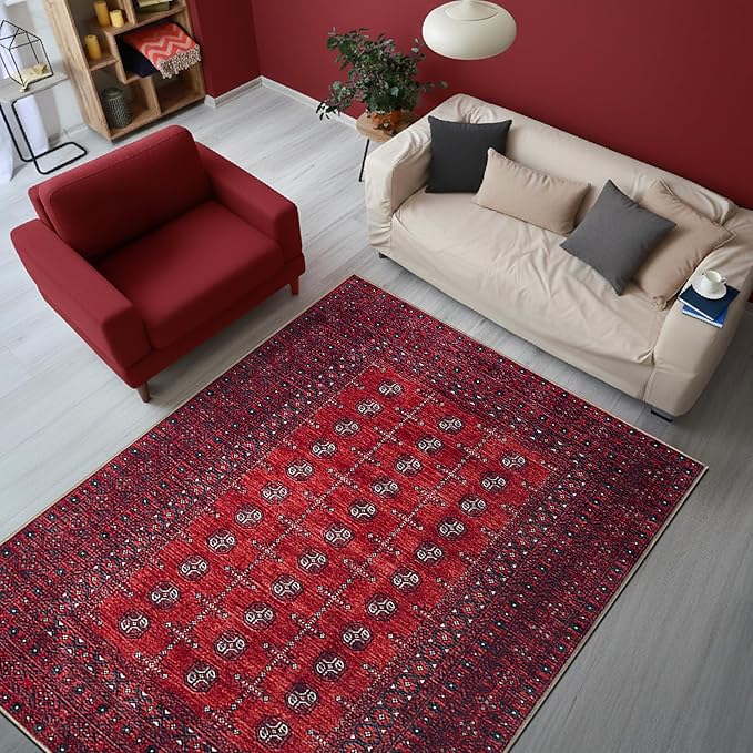 Keen Home Design 48"x72" Rug - Machine Washable Area Rug with Non-Slip Backing, Ideal for Living Room, Dining Room, Bedroom - Vintage, Easy Clean, Durable, Low Pile Rug - (4' x 6')