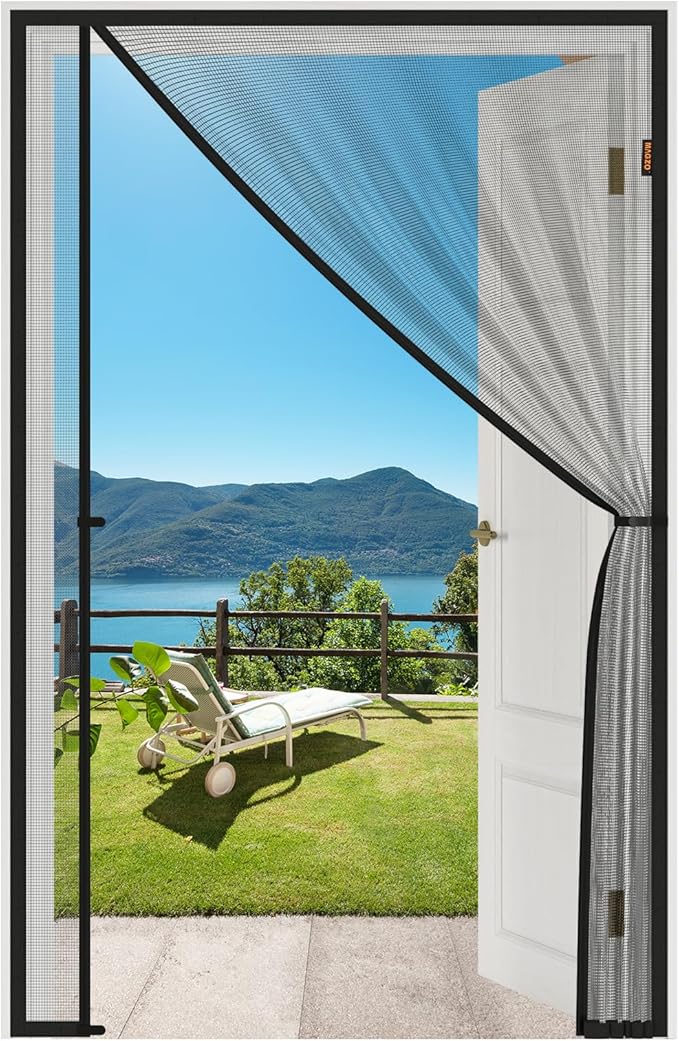 MAGZO Magnetic Screen Door, Fits 36'' x 80'' Door(Mesh Size 38'' x 81''), Left Right Side Opening, Scratch-Proof Polyester, Pet Friendly, Easy Install, Self Sealing, Keep Annoying Creatures Out, Grey