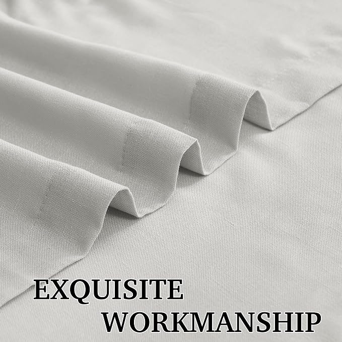 RYB HOME Grey Linen Sheer Curtains 84 inches Long, Linen Textured Semi Sheer Flowy Privacy Blind Shade for Dormitory Sliding Glass Door, W 52 x L 84 inches, 2 Panels Set