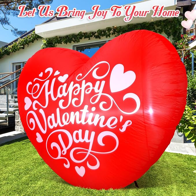 VIHOSE Valentines Day Inflatable Heart Decoration with LED Lights – 4 FT Love Heart Blow Up Yard Decor Happy Valentines Day Outdoor Lawn Porch Wedding Romantic Events