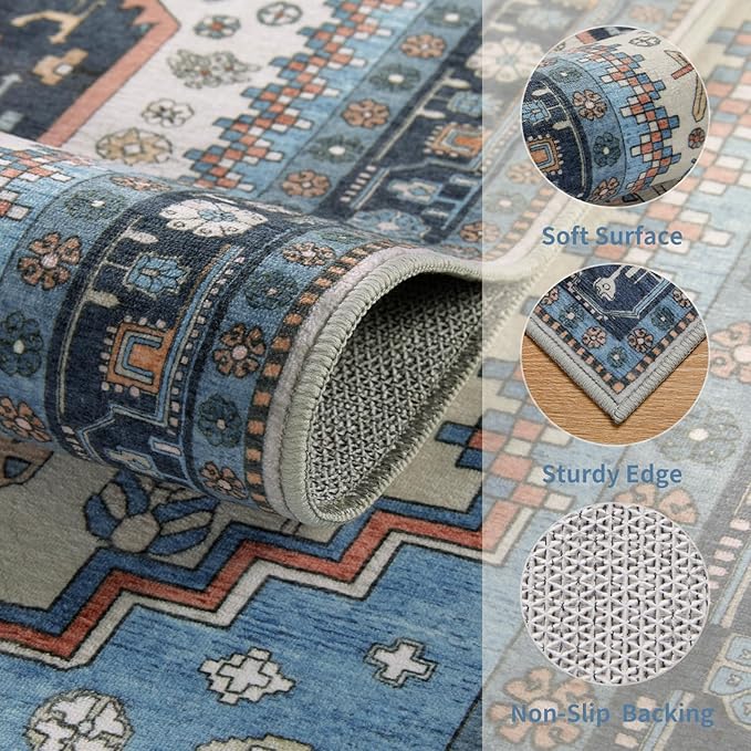 Ciicool Small Area Rug, 2x3ft Boho Rug, Ultra Soft Entry Rugs for Entryway, Non-Slip Washable Oriental Low-Pile Indoor Mat Floor Carpet for Entrance Bedroom Kitchen Bathroom Foyer Decor
