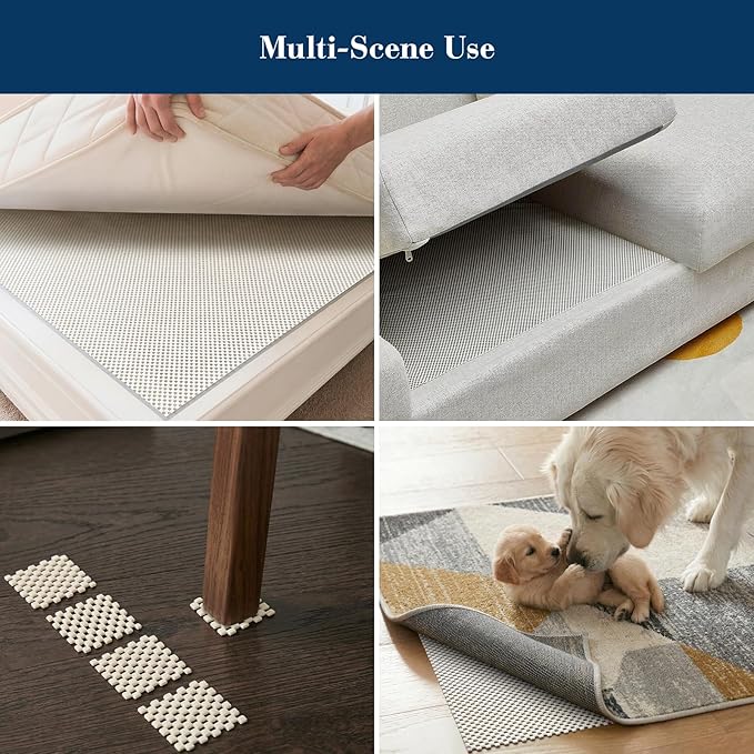 Veken Rug Gripper Pad for Hardwood Floors, Non Slip 2x4 Ft Rug Pads for Area Rugs, Thick Rug Grippers for Tile Floors, Under Carpet Anti Skid Mat, Keep Your Rugs Safe and in Place