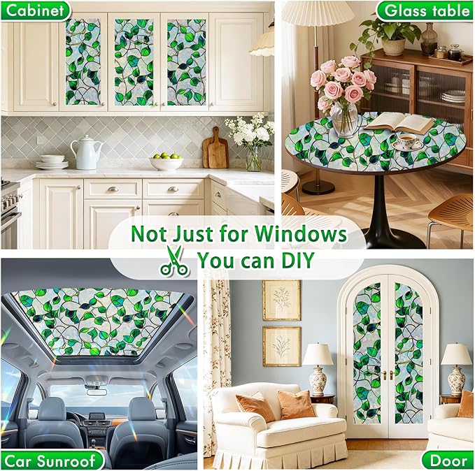 SOMWISE Rainbow Window Privacy Film,Heat Control,UV Blocking,Anti-Glare,Day & Night Privacy Protection & Decoration for Home, Bathroom,Glass Door,Static Cling,Renter-Friendly with Installation Tools