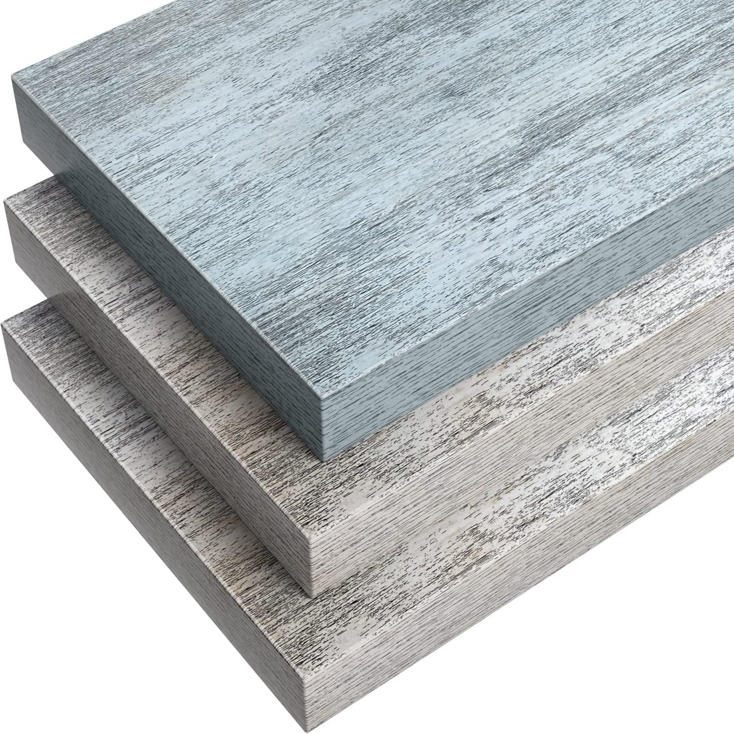 Sorbus Floating Shelves - 3 Pack 16 Inch Rustic & Blue Wall Shelves for Bedroom, Kitchen, Living Room, Bathroom Shelves, Home Decor, Office - Floating Shelf for Trophy, Books, Frames