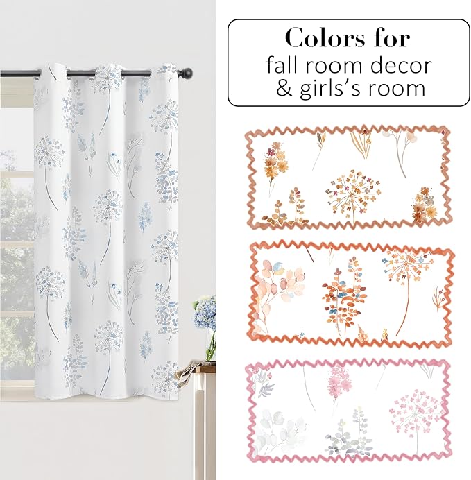 XTMYI Light Blue Curtains 45 Inch Length for Bathroom Small Window,Print Watercolor Serene Relaxing 80% Blackout Short Curtains for Bedroom Door Windows,Blue and Grey