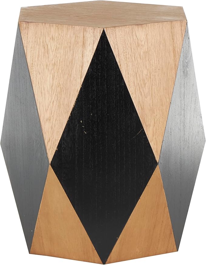 Deco 79 Wood Geometric Side End Accent Table Diamond End Table with Black Accents, Side Table 19" x 19" x 24", Brown