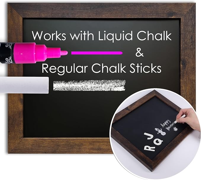 Loddie Doddie Magnetic Chalkboard Calendar - 11 x 14 in, Rustic Frame - Stain Resistant Magnet Display - Wall Mount Organizer & Menu Board for Kitchen - Framed Magnetic Board