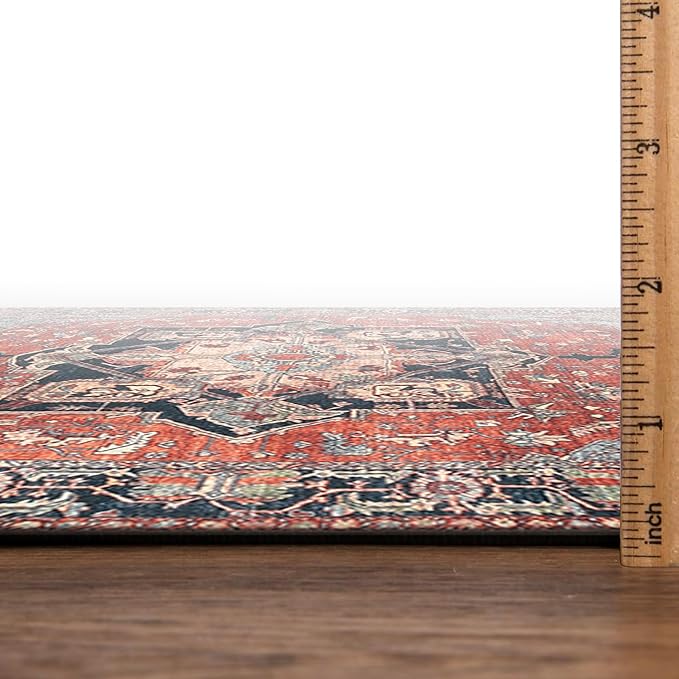 Keen Home Design 5x7 Rug - Machine Washable Area Rug with Non-Slip Backing, Ideal for Living Room, Dining Room, Bedroom - Vintage, Easy Clean, Durable, Low Pile Rug - (5' x 7')