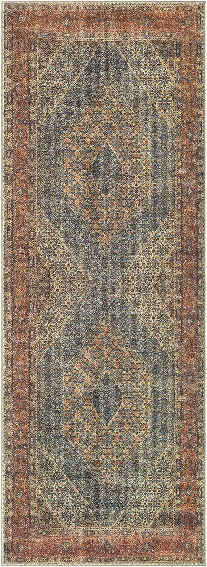 Keen Home Design 30"x144" Rug - Machine Washable Runner Rug with Non-Slip Backing, Ideal for Hallway, Entryway, Kitchen, Laundry Room - Vintage, Easy Clean, Durable, Low Pile - (2'6" x 12')