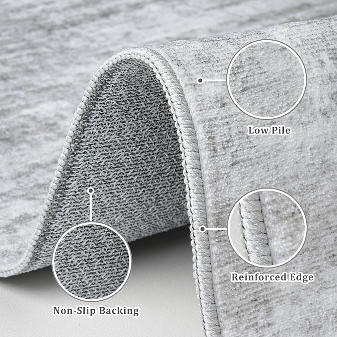 9x12 Area Rugs for Living Room Washable Rugs Neutral Abstract Large Rug Soft Modern Carpet Non-Slip Stain Resistant Low Pile Rug for Bedroom Dining Room Nursery Home Office Under Table Area Rug Grey