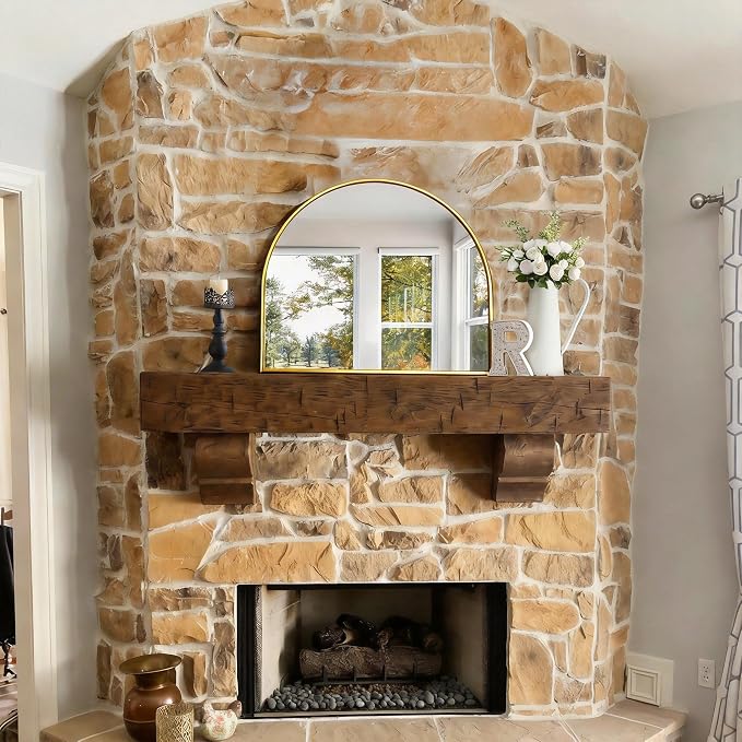 CIRCUMI Arched Wall Mirror, 30"x25" Gold Arched Mirror with Tempered Glass, Metal Frame, Large Size for Entryway Table, Mantel,Living Room,Over Sink,Arch Mirror for Decor,Shatterproof&Crystal-Clear