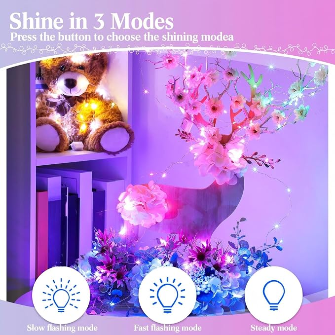 Tuanse 20 Pack LED Fairy Lights Colored Battery Operated String 3 Speed Modes 7 ft 20 LED Starry Wedding Decoration Waterproof Wire Twinkle Light for DIY Jar Bedroom Party Supplies (Colorful Color)