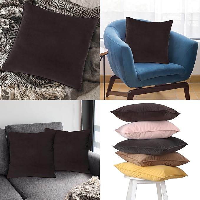 A1HC Set of 2 Luxurious Fine Soft Velvet Throw Pillow Covers Only, for Sofas, Beds, Vibrant Colors and Hidden Zipper. Enhance Your Living Space with Decorative Couch Pillow 24"x24", Graphite