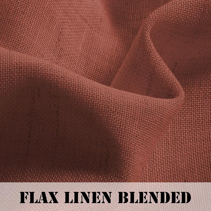 H.VERSAILTEX Linen Curtains Elegant Natural Linen Blended Curtains Energy Efficient Light Filtering/Rod Pocket Window Treatments Panels/Drapes for Living Room (Set of 2, Rust, 52 inch W X 72 inch L)