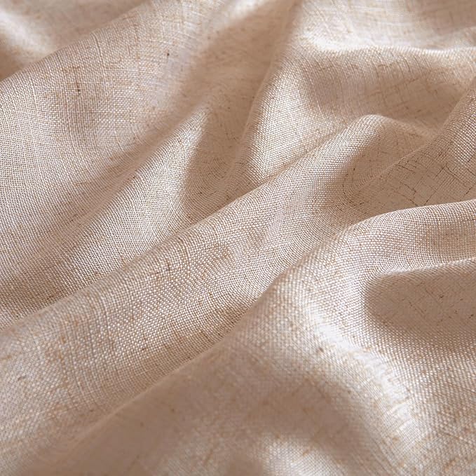 MIULEE Natural Beige Linen Curtains 108 Inches Long 2 Panels for Bedroom Living Room, Soft Linen Textured Window Drapes Semi Sheer Light Filtering Back Tab Rod Pocket Farmhouse Burlap Look Decor