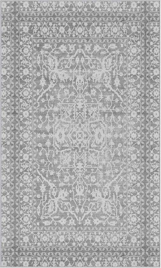 NeverMove Machine Washable Bella Area Rug, 3x5, Grey