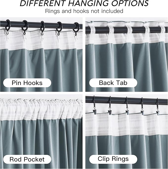 RYB HOME Stone Blue Velvet Curtains for Bedroom Living Room, Thermal Insulated Privacy UV Heat Blocking Luxurious Drapes for Nursery Dining Room, 52"W x 94"L, 2 Panels, Rod Pocket/Back Tab/Hook Belt