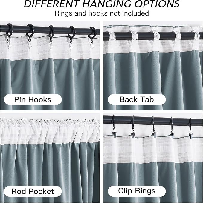 RYB HOME Stone Blue Velvet Curtains 90 inches Long - Blackout Curtains for Nursery Thermal Insulated Noise Reducing Soft Luxury Window Decor for Boy Baby, W52 x L90 inches, 2 Panels
