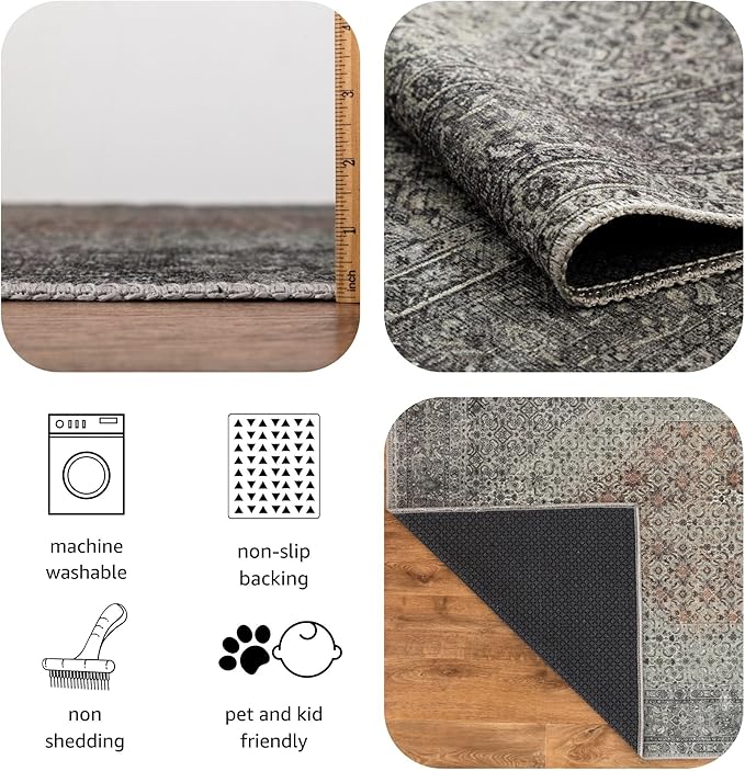 Keen Home Design 36"x60" Rug - Machine Washable Entry Rug with Non-Slip Backing, Ideal for Enteryway, Kitchen, Bathroom, Laundry Room - Vintage, Easy Clean, Durable, Low Pile - (3' x 5')