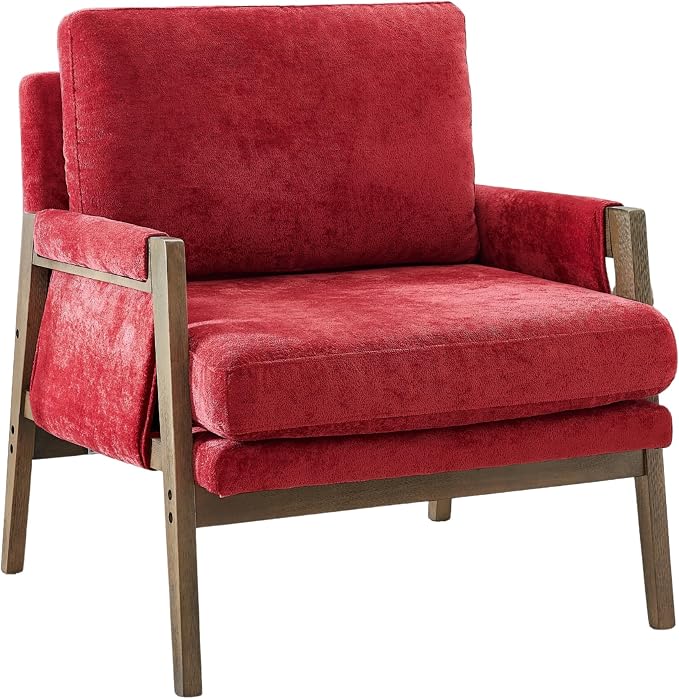 Roundhill Furniture Kelly Mid-Century Modern Accent Armchair, Red