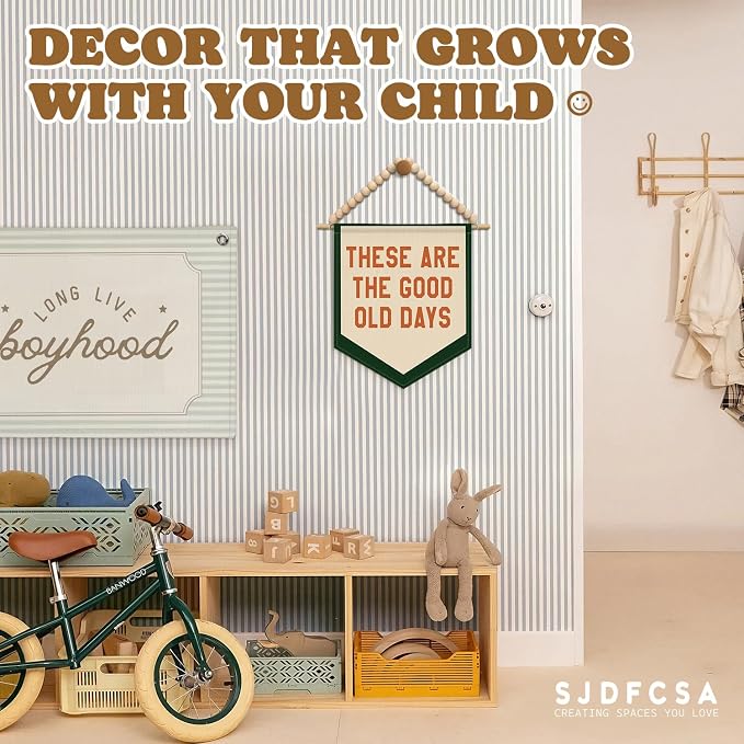 Inspirational These Are the Good Old Days Wall Art Decor, Kids Room Decor, Trendy Retro Boho Nursery Wall Hanging Display Pennant Flag for Kids Boy Girl Nursery Room Bedroom Playroom Classroom
