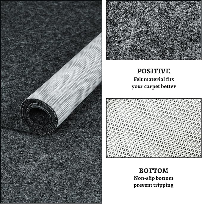100% Waterproof Rug pad, 3x5 ft Area Rug Non-Slip Rug Pads, 1/4" Thick Carpet Pads for All Floors and finishes, Felt pad for Hardwood Floors, Keep Carpets in Place Soft and Secure