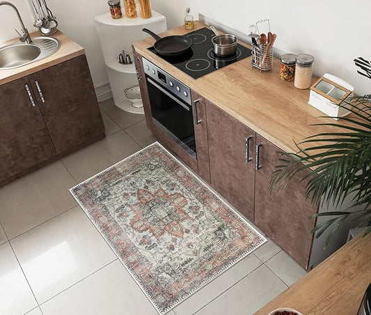 Keen Home Design 24"x36" Rug - Machine Washable Entry Rug with Non-Slip Backing, Ideal for Enteryway, Kitchen, Bathroom, Laundry Room - Vintage, Easy Clean, Durable, Low Pile - (2' x 3')