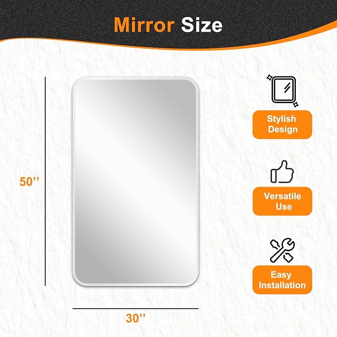 Delma Bathroom Vanity Mirror, Black Framed Bathroom Mirror for Over Sink, High-Definition Bathroom Mirror, Versatile Bathroom Vanity Mirror, Hangs Horizontally or Vertically(50x30, Silver)