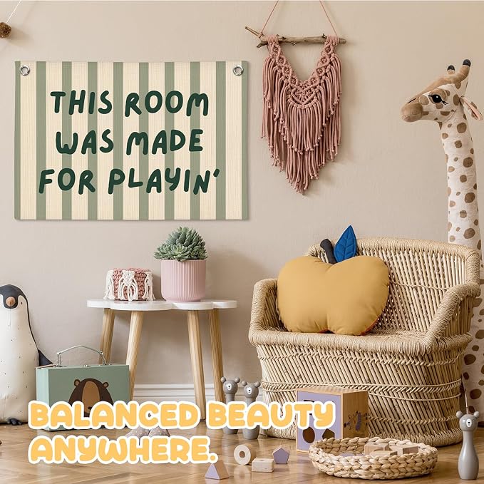 Playroom Wall Decor, This Room Was Made For Playin Linen Canvas Banner, Toddler Playroom Decor Kids Toy Room Nursery Wall Decor for Toddler Boys Bedroom, 30x20 Inch