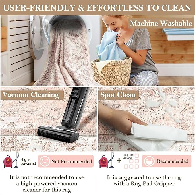 CAPALOCA Machine Washable Rugs Nursery Rug Sq5ft Cute Girl Non Slip Low Pile Water Repellent Soft Print Pattern for Bedroom Indoor Decor Kids Playroom Pink