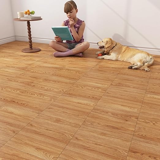 Yenhome 12"X12" Peel and Stick Vinyl Flooring Waterproof 35 Plank Peel and Stick Floor Tile Bathroom Kitchen Flooring Temporary Self Adhesive Floor Tiles for Renter Brown Wood Scratch-Resistant