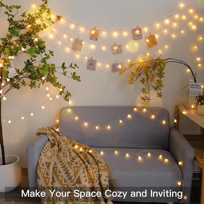 suddus 100 LED Globe String Lights Battery Operated with Remote Warm White | 33FT Hanging Fairy Lights With Timer,String Lights for Bedroom for Bedroom, Dorm, Classroom, Indoor,Outdoor Decor