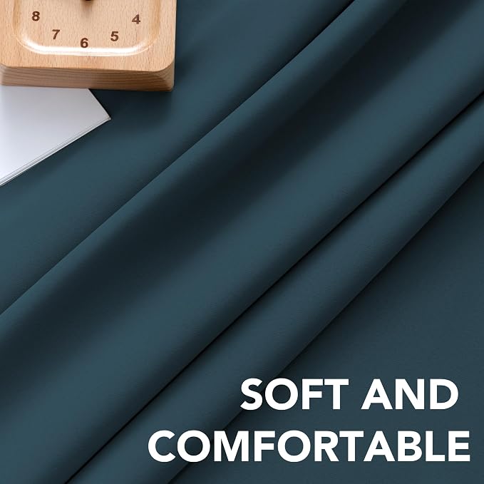 H.VERSAILTEX Blackout Curtains Thermal Insulated Window Treatment Panels Room Darkening Blackout Drapes for Living Room Back Tab/Rod Pocket Bedroom Draperies, 52 x 54 Inch, Dark Teal, 2 Panels