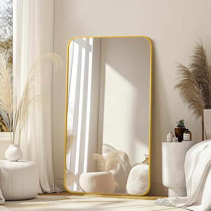 Delma Bathroom Vanity Mirror, Black Framed Bathroom Mirror for Over Sink, High-Definition Bathroom Mirror, Versatile Bathroom Vanity Mirror, Hangs Horizontally or Vertically(50x30, Gold)