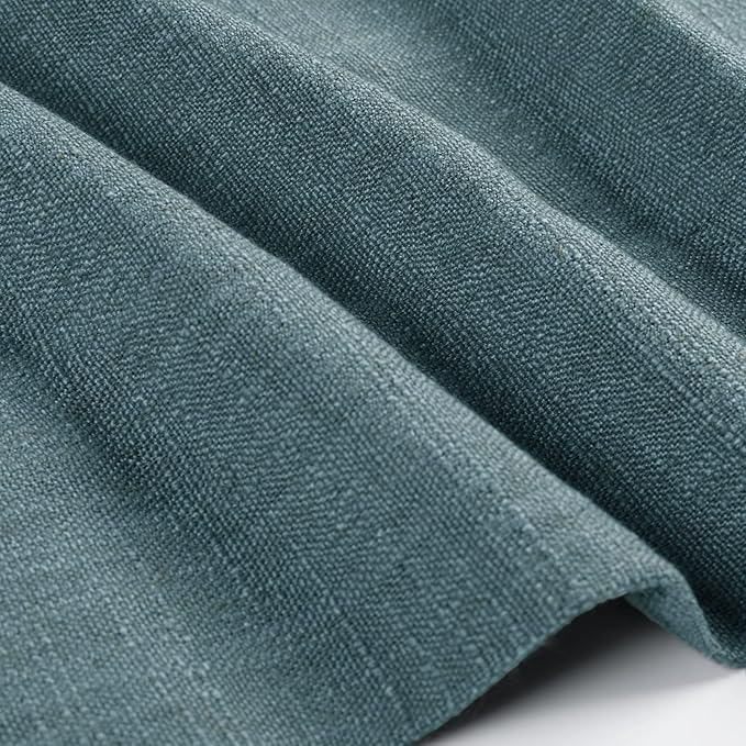TWOPAGES 26" W x 30" L Linen Blend Cafe Curtains for Kitchen Window, Light Filtering Pinch Pleated Tier Curtains, Modern Farmhouse Half Window Curtains for Small Window, Everglade Teal, 2 Panels