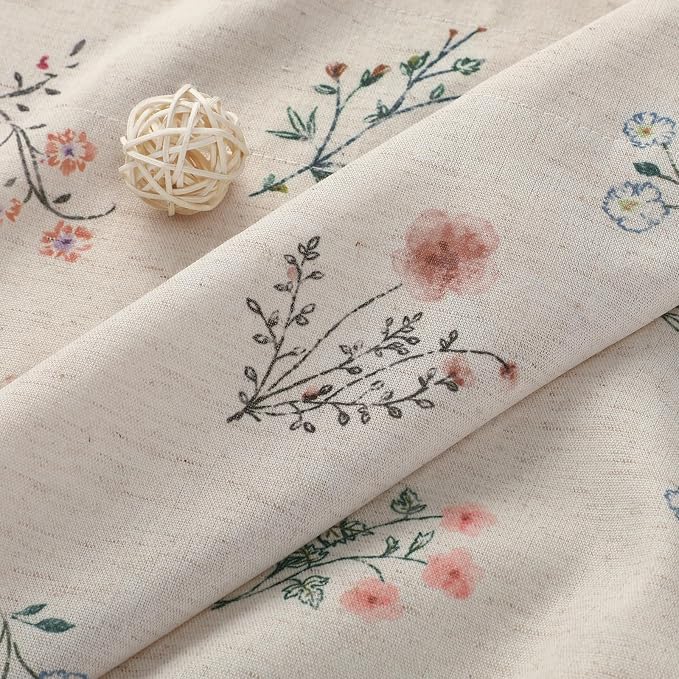 Kitchen Valances for Windows, Country Farmhouse Cottage Rustic Vintage Floral Linen Light Filtering Bedroom Living Room Patterned Printed Western Rod Pocket(1 Panel,52 x 18 Inch)