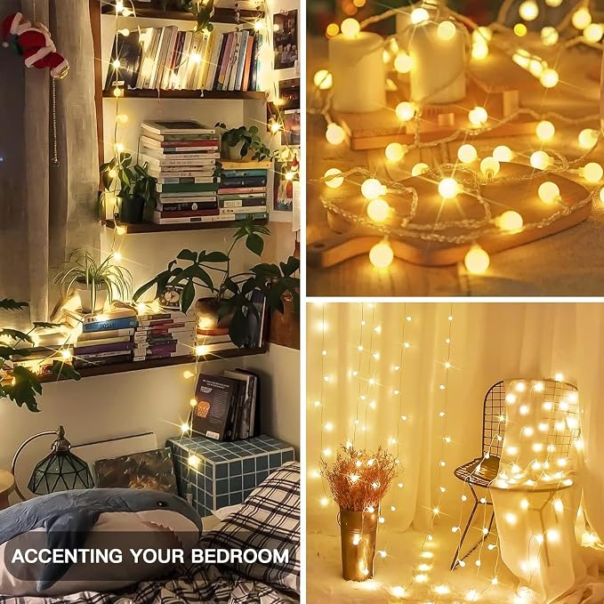 suddus 100 LED Classroom Globe String Lights USB Warm White with Remote | 33FT Hanging Fairy Lights With Timer,String Lights for Bedroom for Bedroom, Dorm, Classroom, Indoor,Outdoor Decor