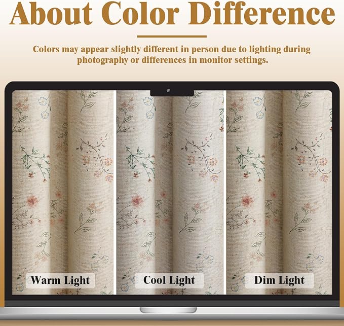 Boho Floral 100% Blackout Curtains 72 Inch Length 2 Panels Set, Linen Texture Farmhouse Curtains Beige Tassel for Living Room Bedroom Vintage Rustic Patterned Printed Western Rod Pocket