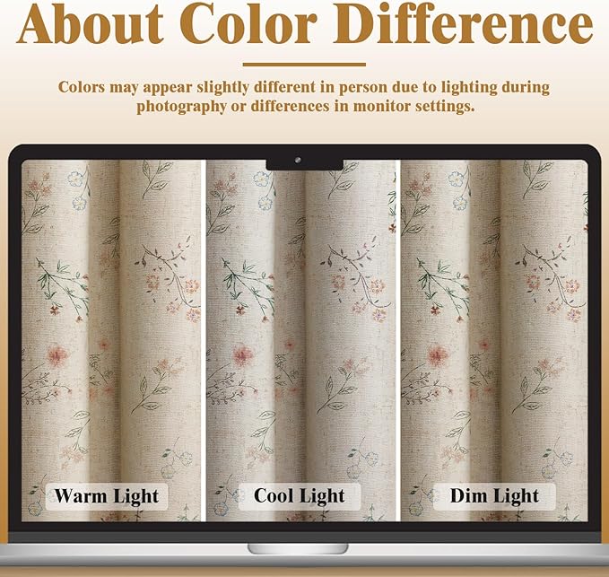 Boho Floral 100% Blackout Curtains for Bedroom 84 Inch Length 2 Panels Set, Linen Texture Farmhouse Curtains Beige Tassel for Living Room Vintage Rustic Patterned Printed Western Rod Pocket