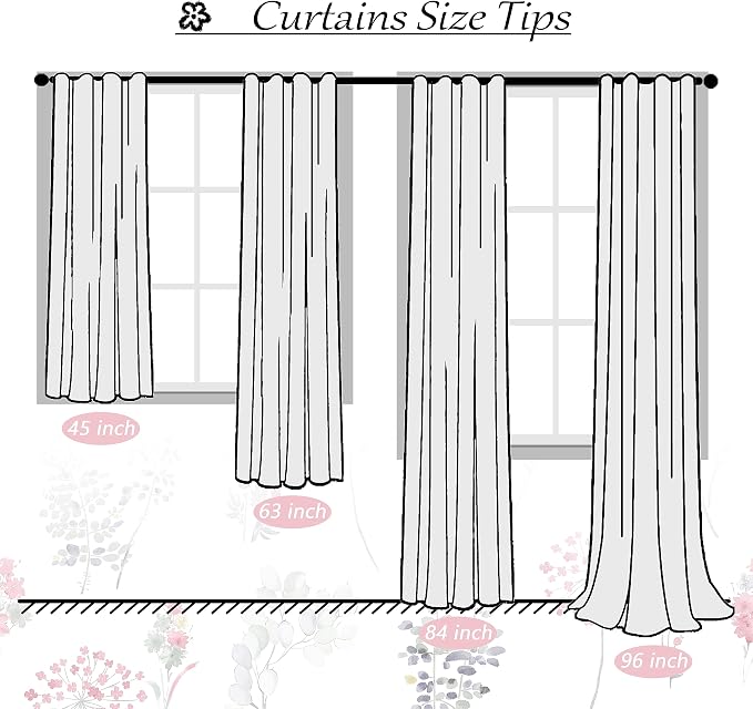 XTMYI Pink Girl Nursery Curtains for Baby 2 Panels 80% Blackout Patterned Printed Neutral Watercolor Floral Boho Curtains for Girls Bedroom Kids Room,63 Inch Length,Light Pink and Pale Grey
