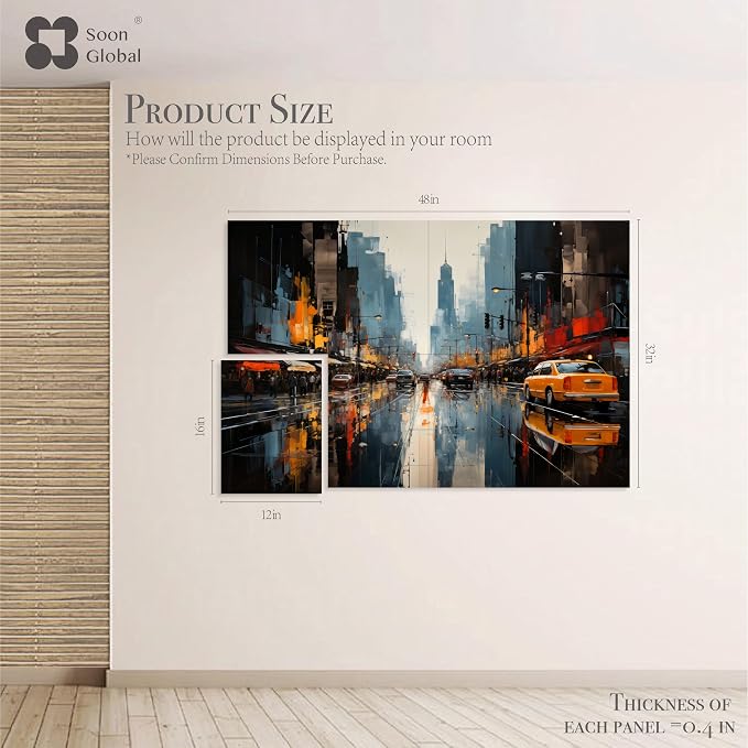 Soon Global 8-Pack Acoustic Panels, Soundproof Wall Panels, 48 X 32 Inches Sound Absorbing Panels, Decorative Acoustical Wall Panels, Acoustic Treatment for Recording Studio, Urban Pulse