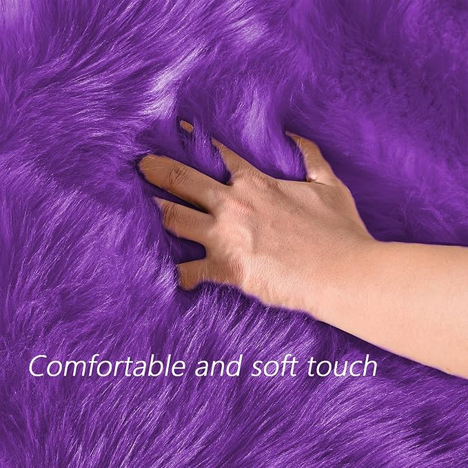 Latepis Alfombras para Salas 5x8 Area Rug Purple Fluffy Washable Shag Faux Fur Throw Rugs for Living Room Bedroom Boho Rug Home Decor Rectangle